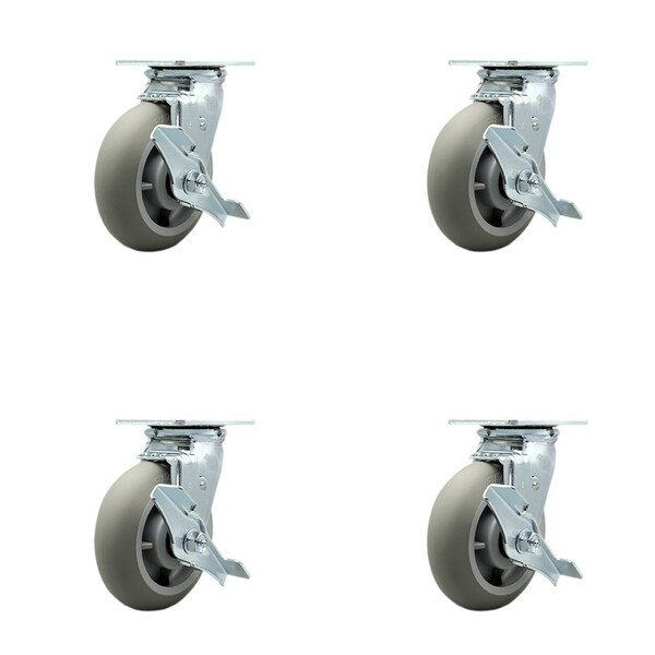 Tool Box Caster Wheel Set 6'' Thermoplastic Rubber Swivel Casters, 4PK